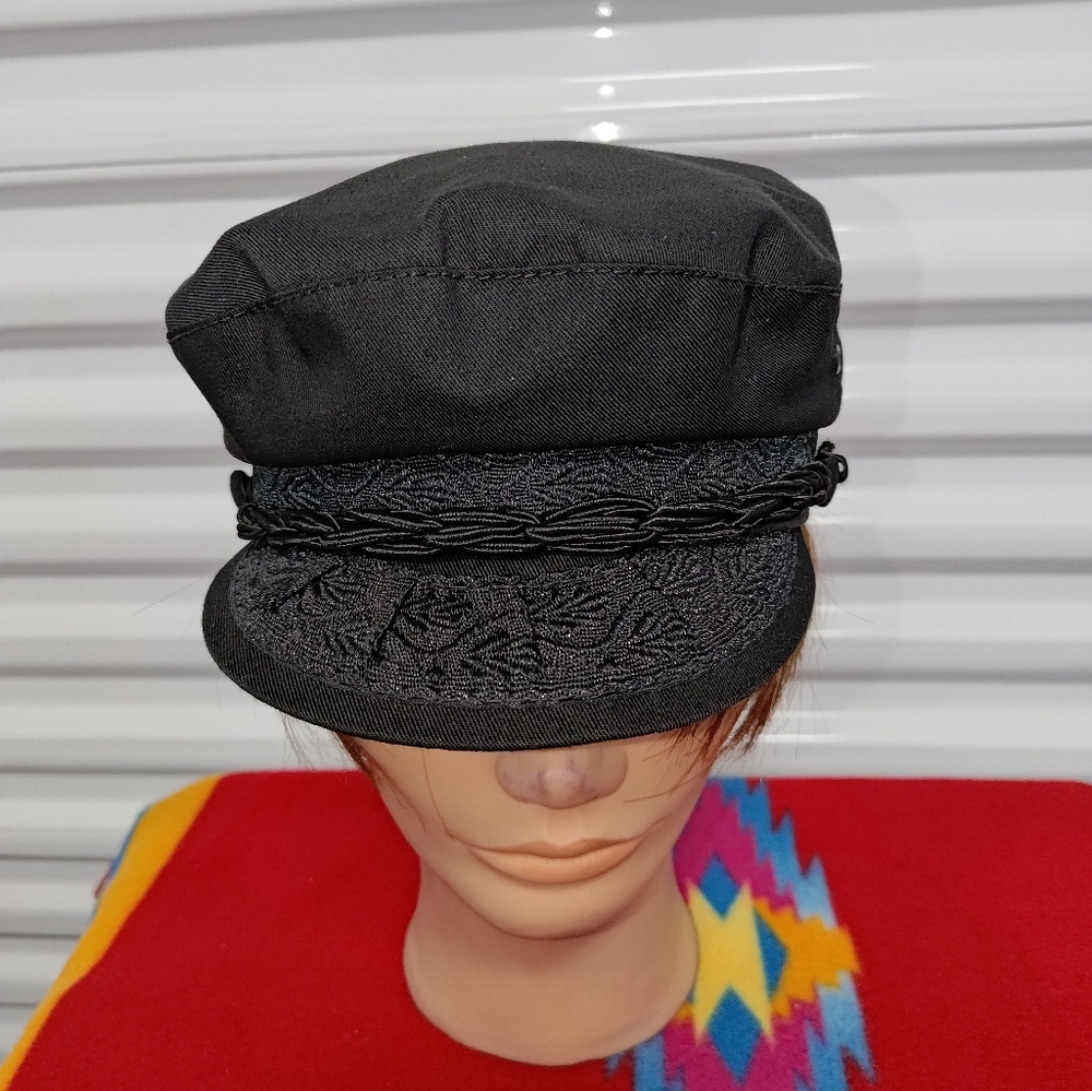 Vtg Dorfman Pacific Fisherman’s Men's Black Cap Hat Sz Small Made in Greece